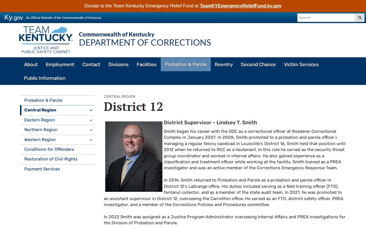 Anderson County parole and probation District 12 office record